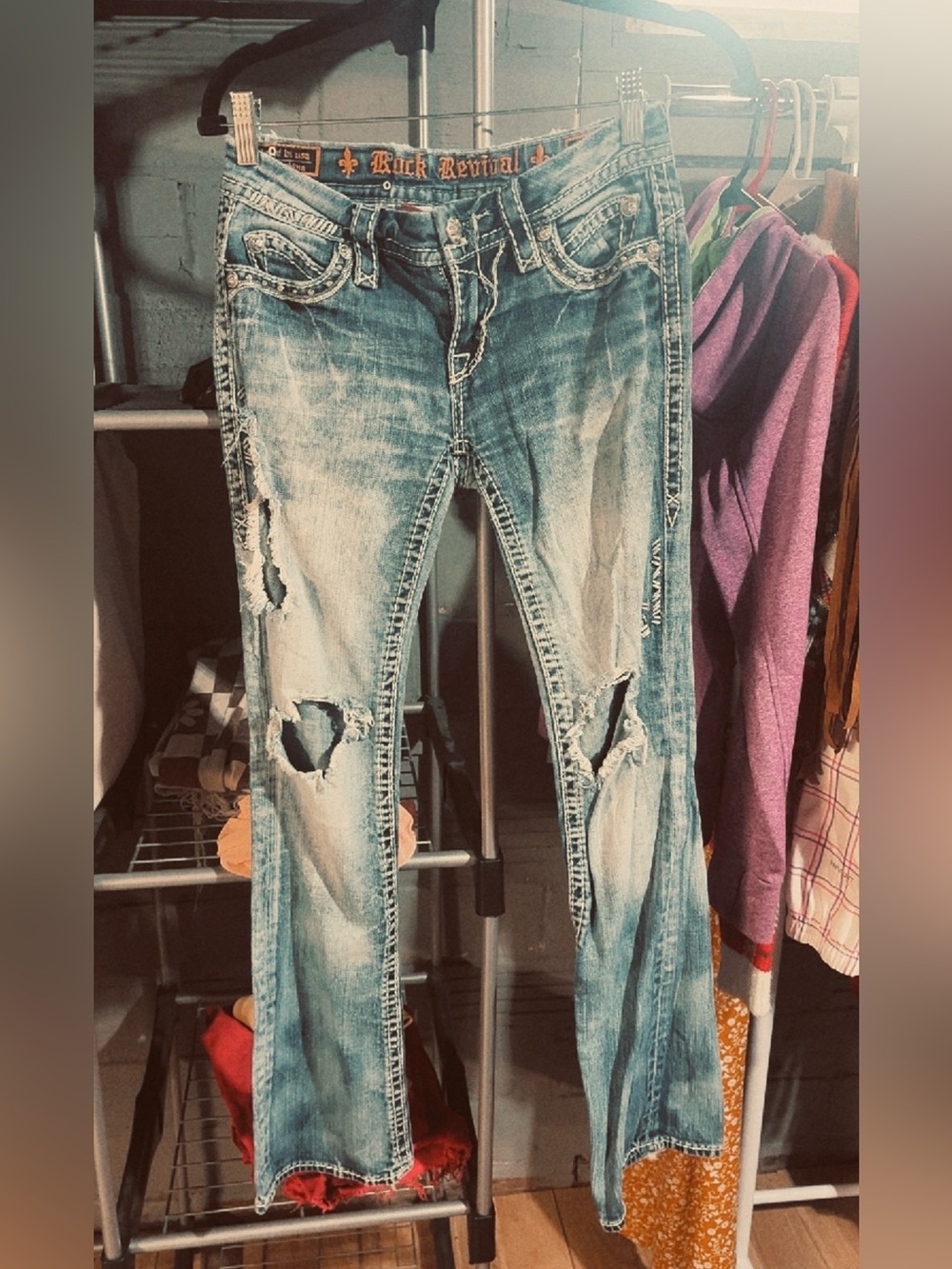 Rock Revival Women's Distressed Faded Blue Skinny Jeans